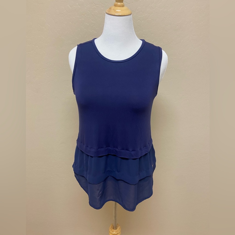 Michael Kors Navy Blue Tiered Sleeveless Top